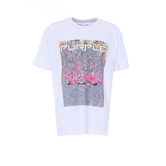Purple Men Textured Logo T-Shirt